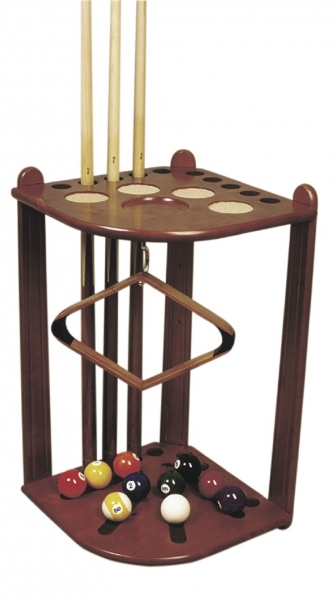 Cue Stand Corner for 10 Cues/4 Cups and Ashtray, brown